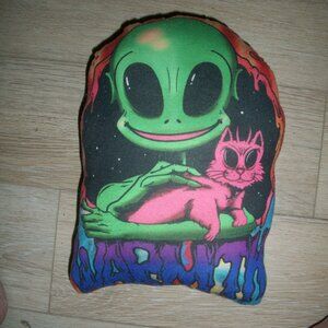12" Happy Alien With Pink Alien Cat Pillow-Unique!!!